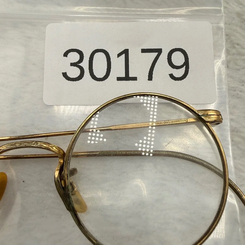 Vintage ArtCraft Eyeglasses Gold Filled Round Engraved Ful-Vue Frames